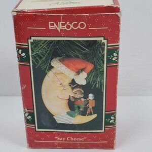 Enesco Treasury "Say Cheese" Ornament Moon & Mouse Christmas 1993